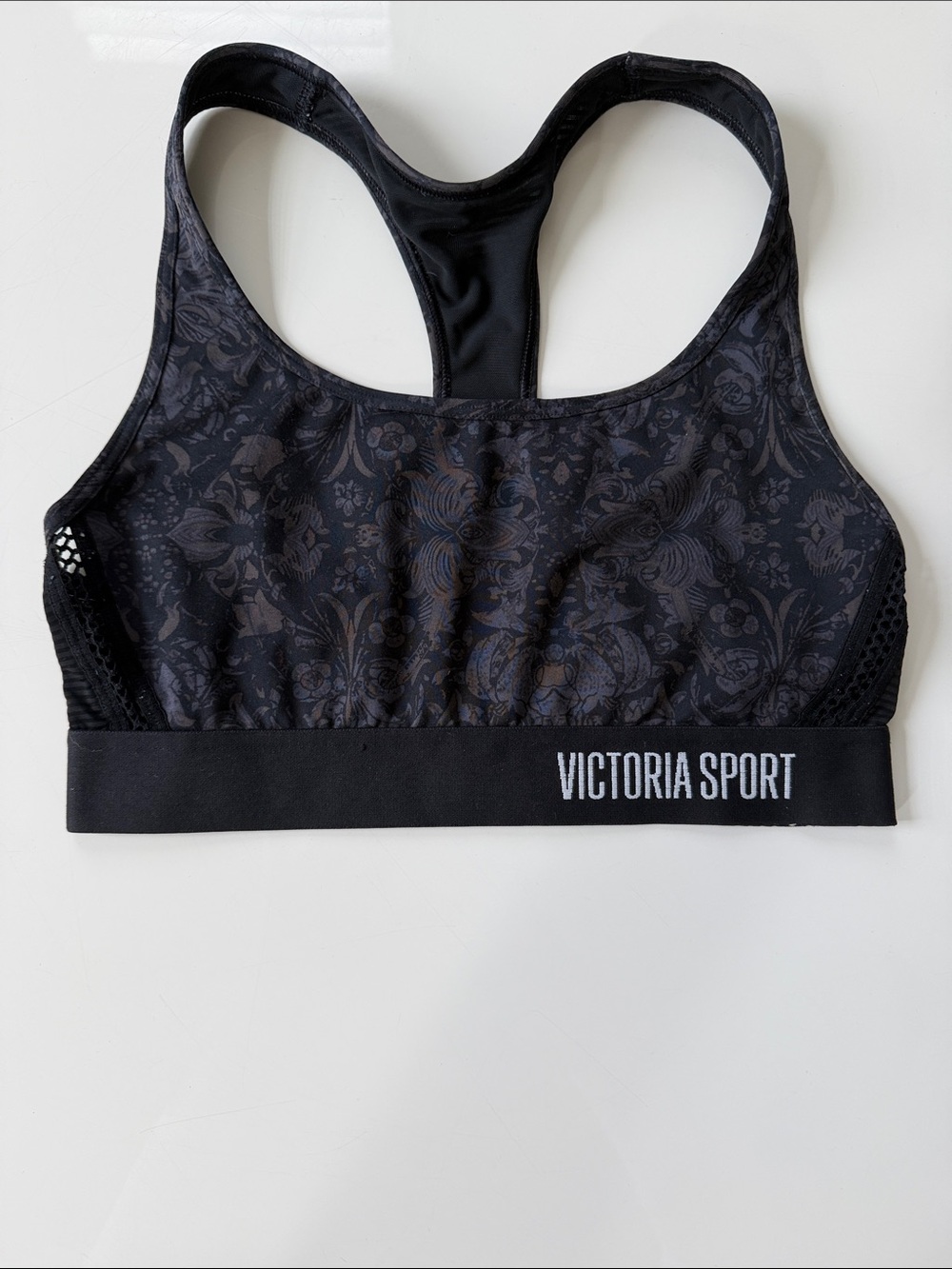 Victoria Sport Black Floral Racerback Sports Bra